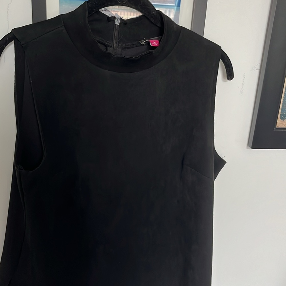 Black suede like mock turtleneck tunic